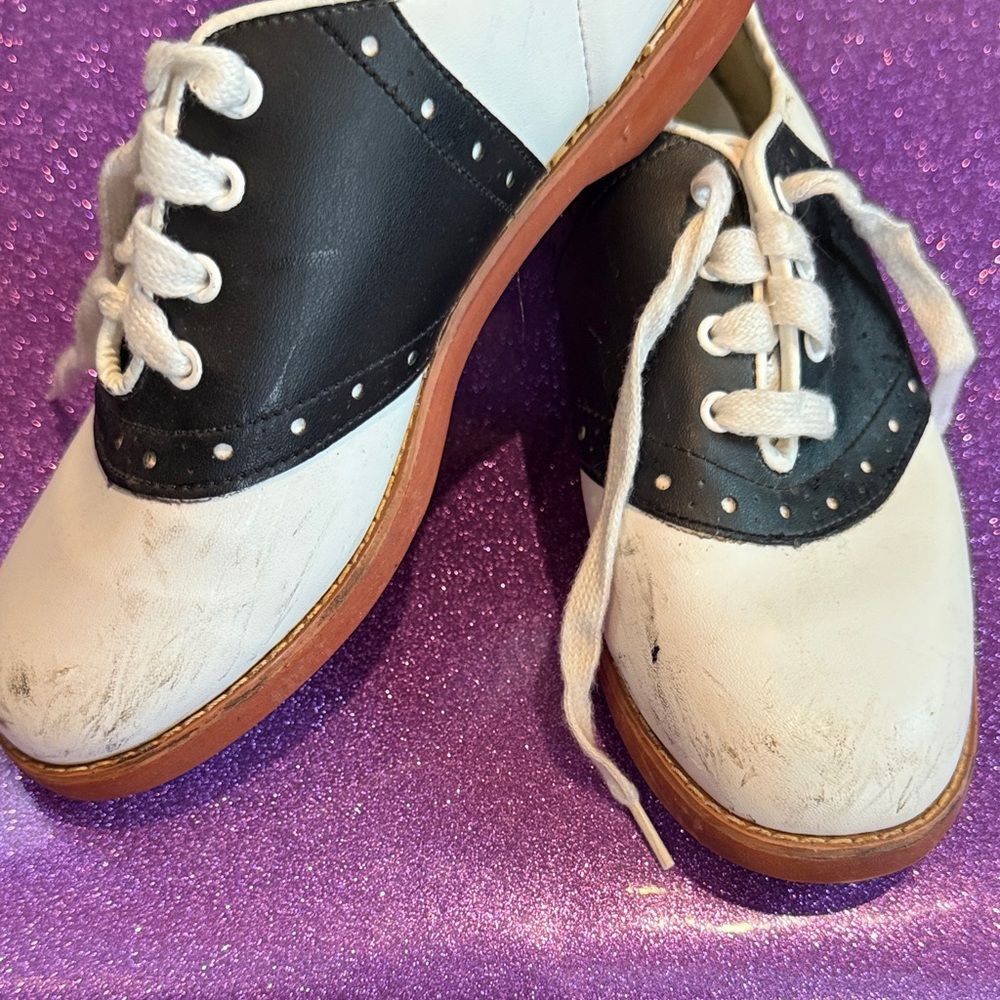 Vintage 80’s Black and White Saddle Shoes clogging shoes for kids